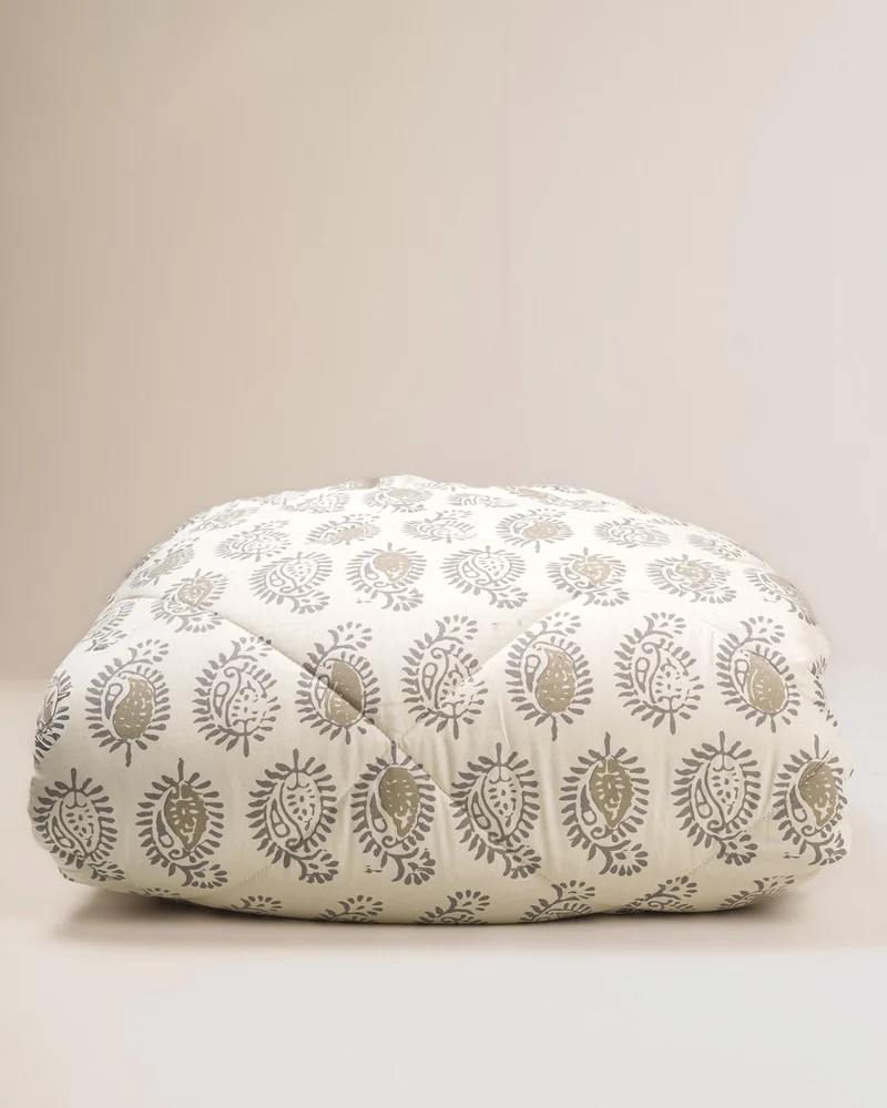 Edredón estampado Indonesia Gris/Verde