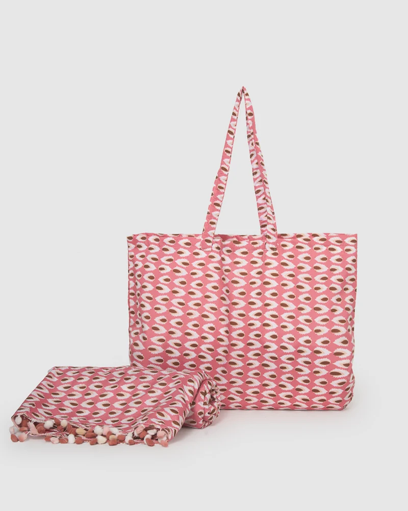 Pack bolso + toalla pareo tana rosa