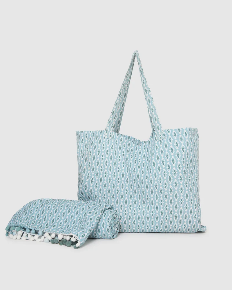 Pack bolso + toalla pareo walia agua marina