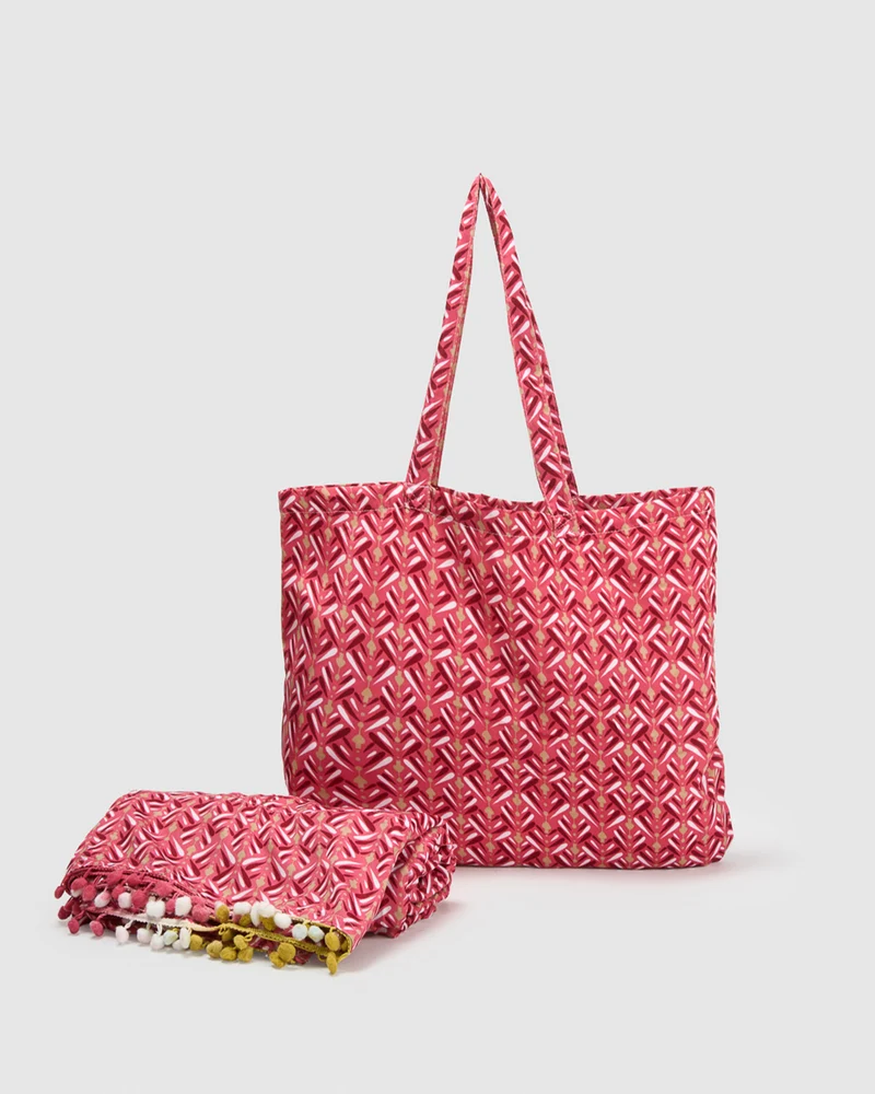 Pack bolso + toalla pareo eloina rosa marsala