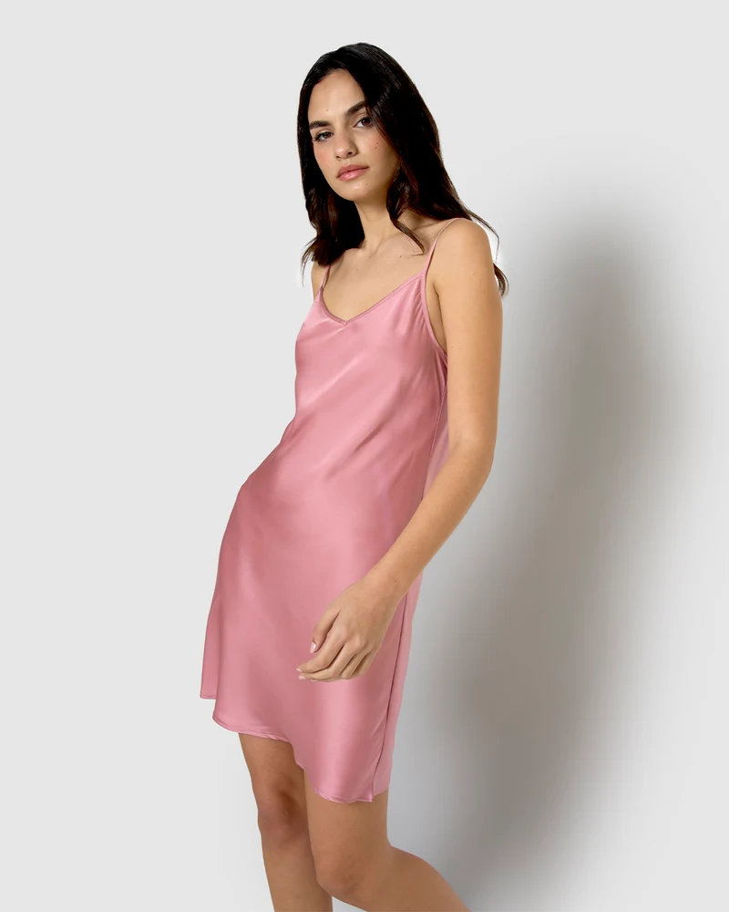 Camisón corto de satén new malva