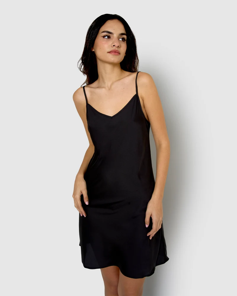 Camisón corto de satén new negro
