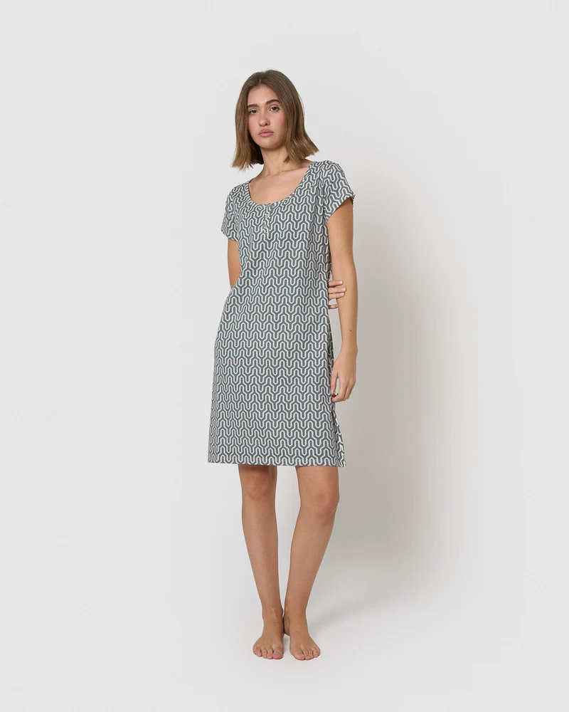 Camisón corto de algodón bustelo agua marina