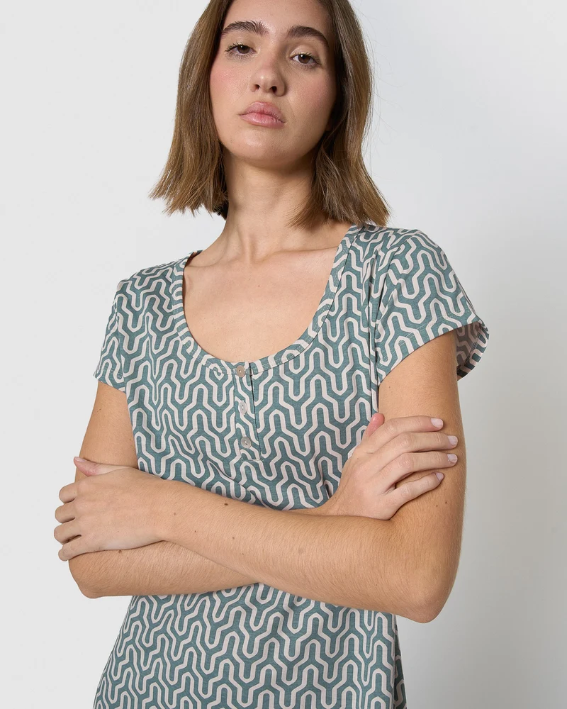 Vestido corto de algodón bustelo índigo