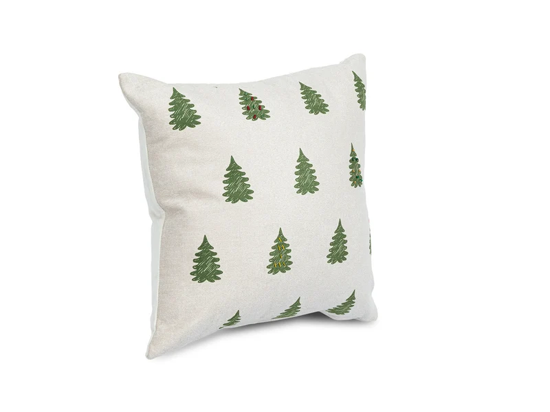 Cojin Navidad Claus Trees Beige Cuadrado Pequeño