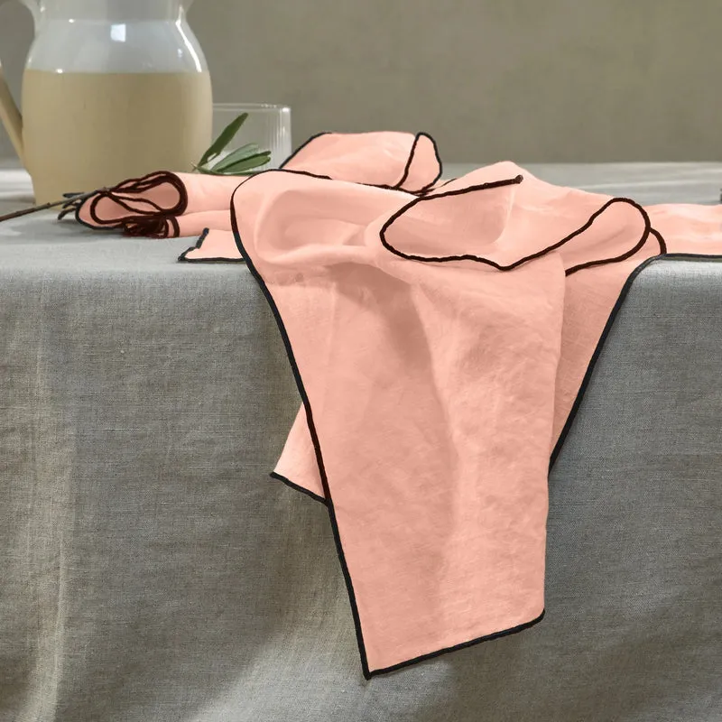 Servilletas de mesa con bourdon en lino rosa
