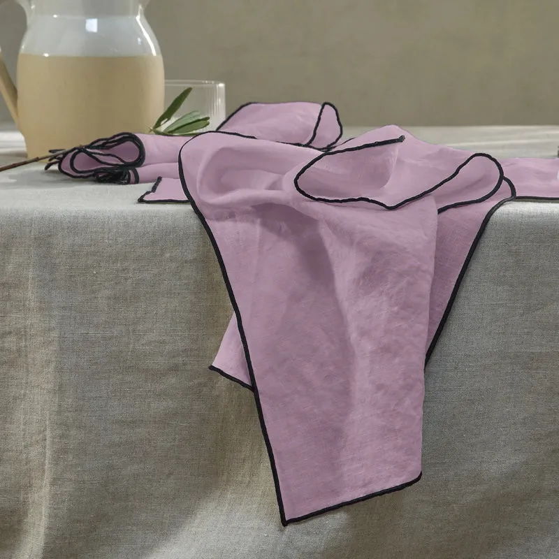 Servilletas de mesa con bourdon en lino lila