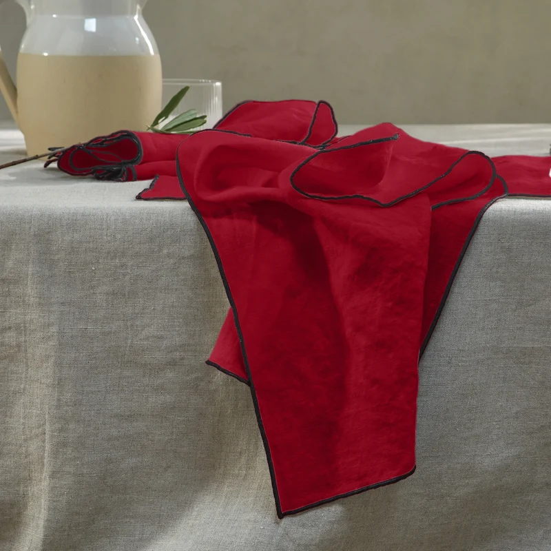 Servilletas de mesa con bourdon en lino burdeos