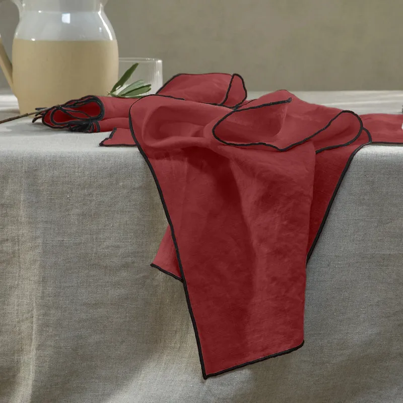 Servilletas de mesa con bourdon en lino ladrillo
