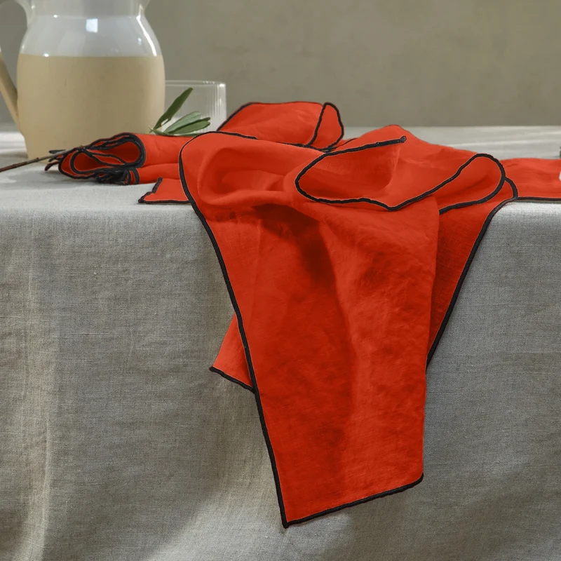 Servilletas de mesa con bourdon en lino coral