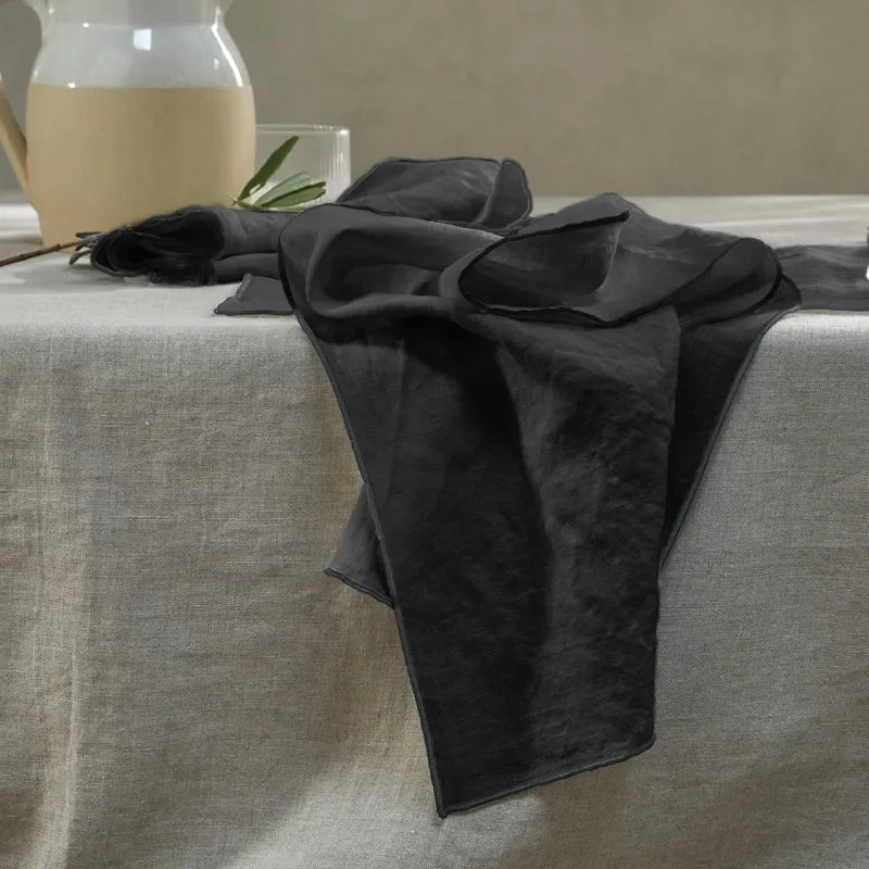 Servilletas de mesa con bourdon en lino tinta negra