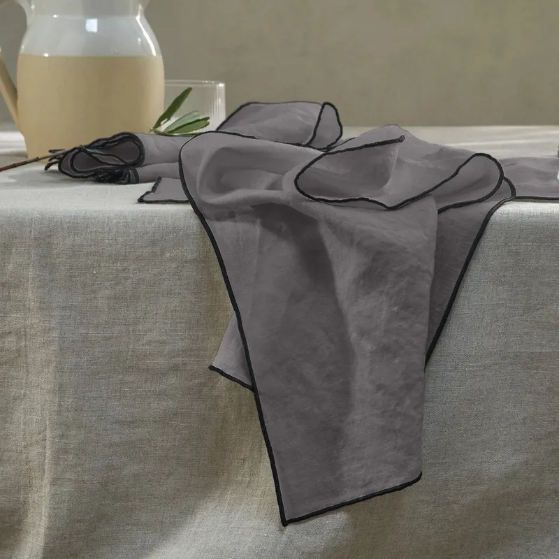 Servilletas de mesa con bourdon en lino gris plomo