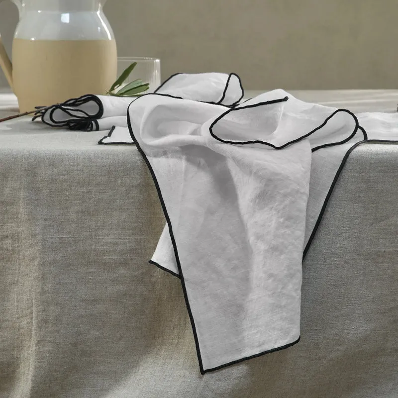 Servilletas de mesa con bourdon en lino gris mineral