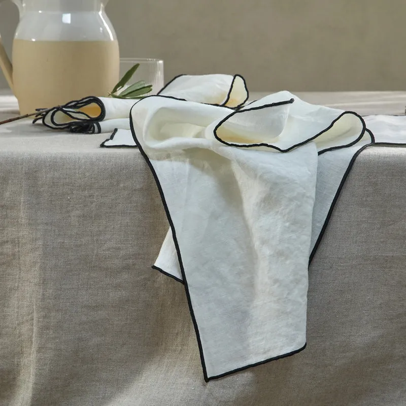 Servilletas de mesa con bourdon en lino marfil