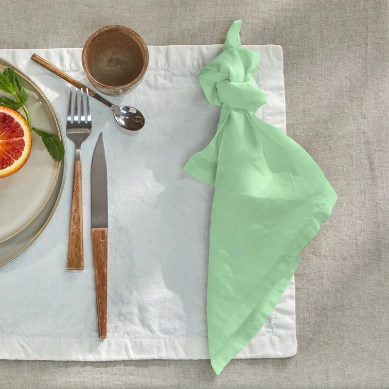 Servilletas de mesa de lino lavado verde menta