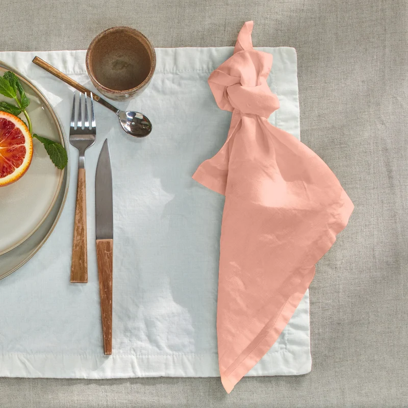 Servilletas de mesa de lino lavado rosa