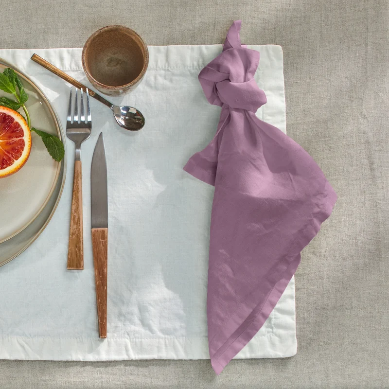 Servilletas de mesa de lino lavado lila