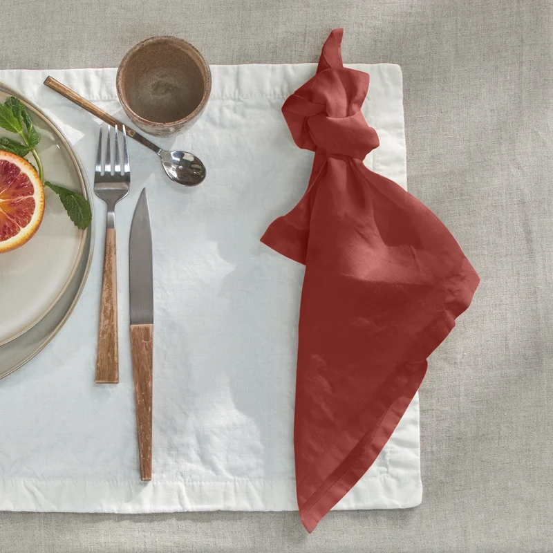 Servilletas de mesa de lino lavado ladrillo