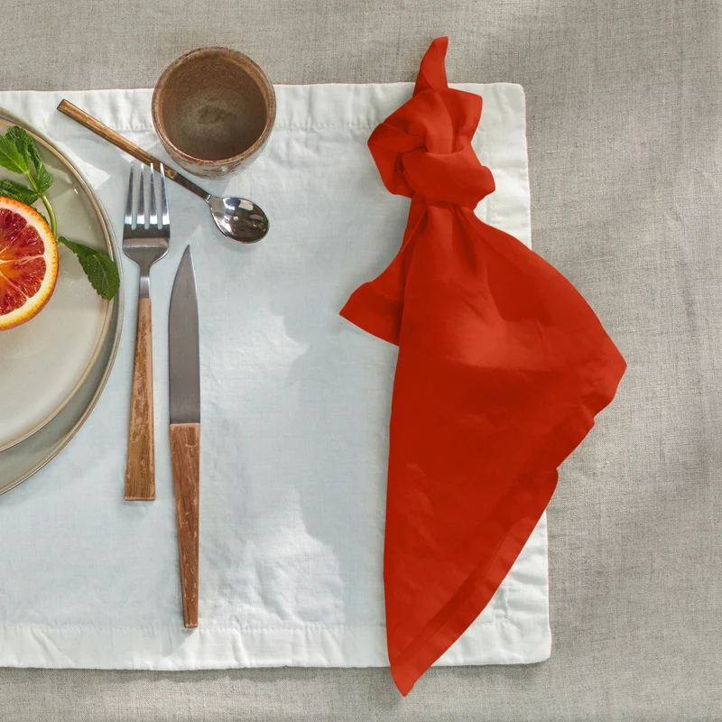 Servilletas de mesa de lino lavado coral