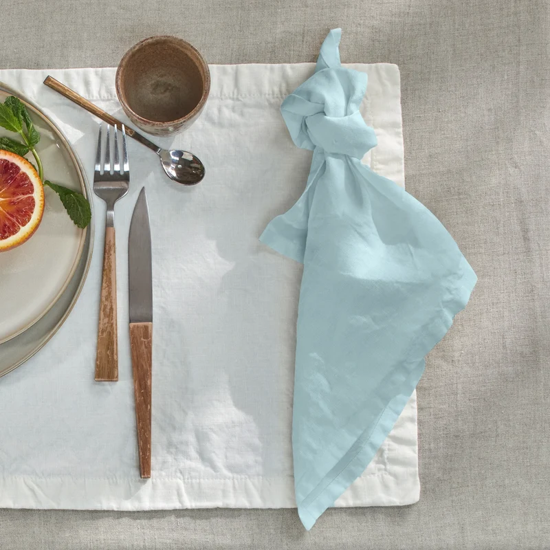 Servilletas de mesa de lino lavado azul glaciar