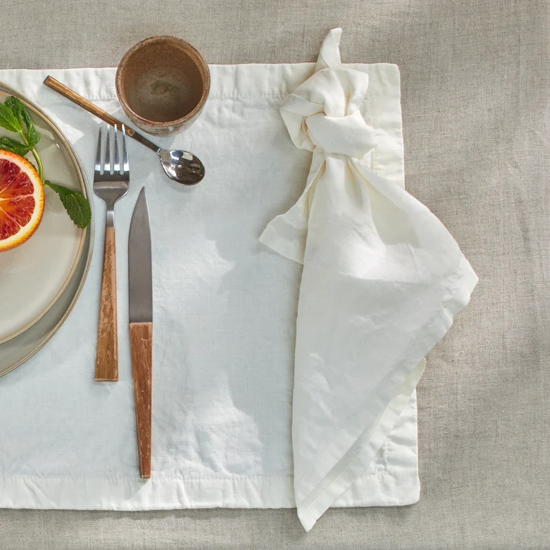 Servilletas de mesa de lino lavado marfil