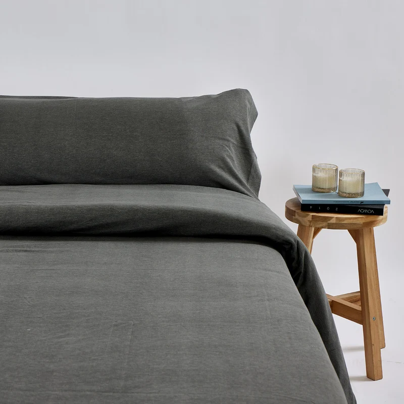 Funda nórdica punto algodón gris melange dark